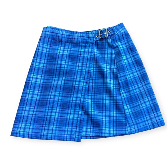 NWT John Galt Blue Plaid School Girl Mini Skirt One Size - Picture 1 of 4